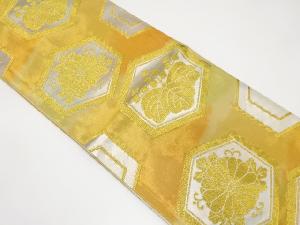 アンティーク　亀甲に桐・菊模様織り出し袋帯（着用可）